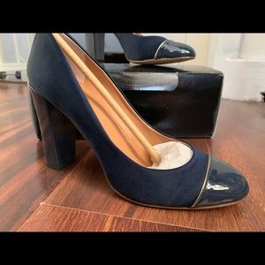 Navy and Gold J Crew Pumps
